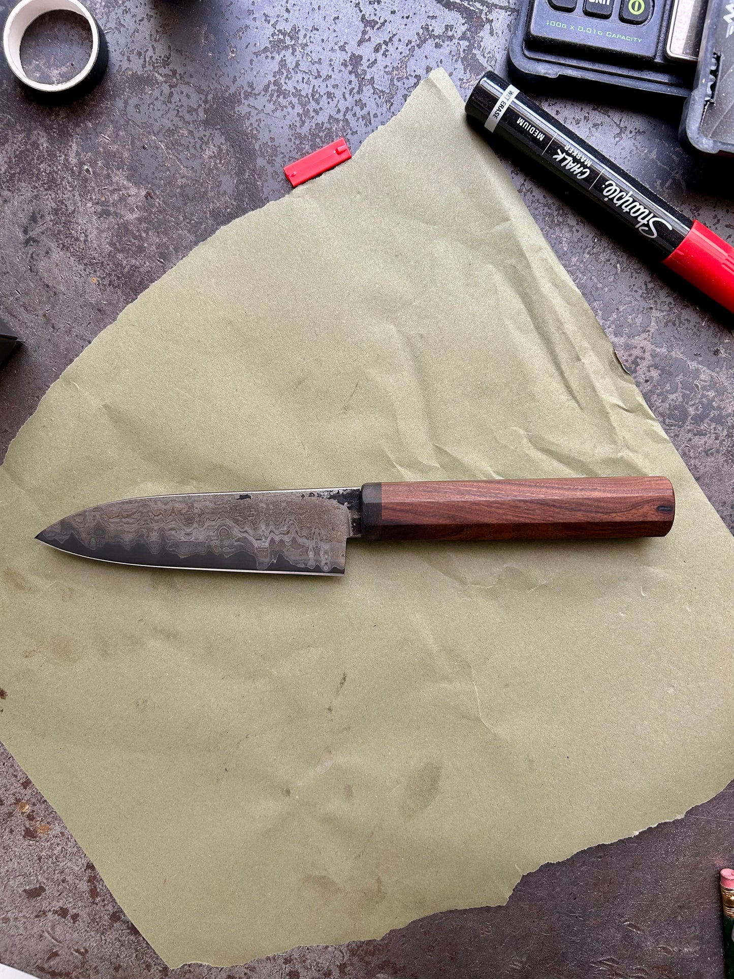 125 mm wrought iron clad small kitchen knife