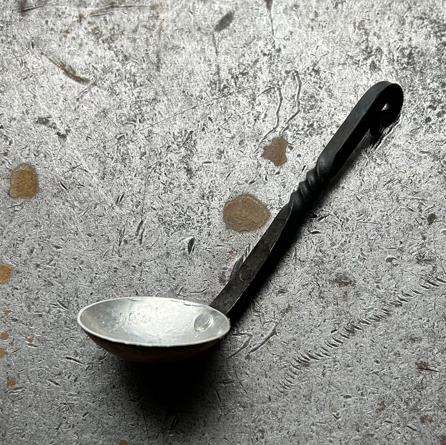 Forged tin coffee scoop