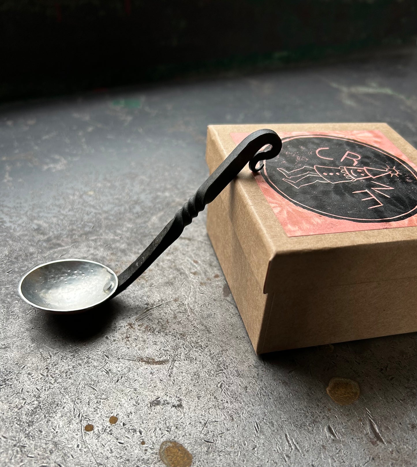 Forged tin coffee scoop