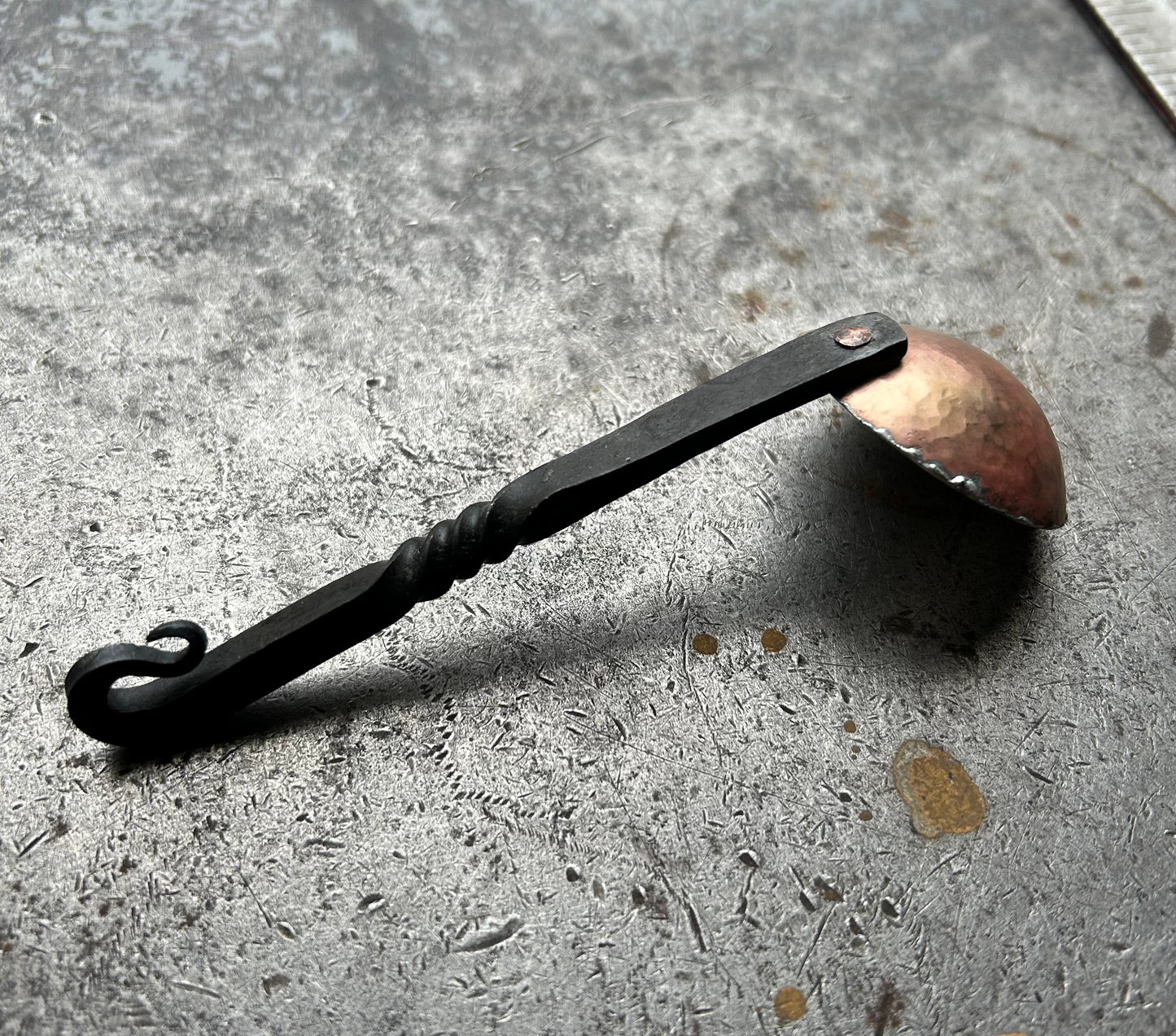 Forged tin coffee scoop